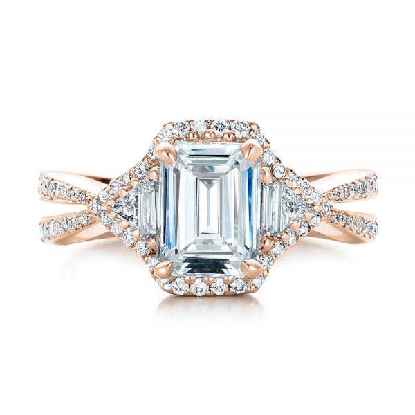 14k Rose Gold 14k Rose Gold Five Stone Diamond Engagement Ring - Top View - 199