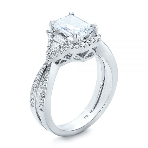 18k White Gold Five Stone Diamond Engagement Ring - Three-Quarter View -  199