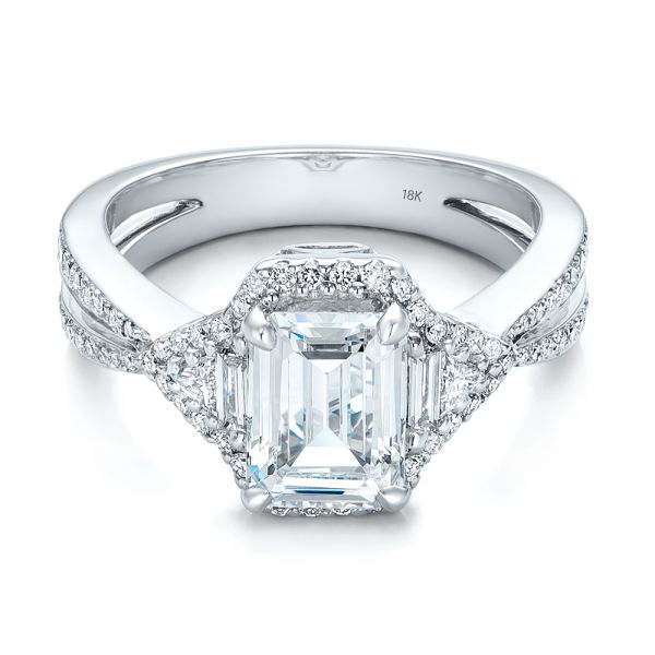 18k White Gold Five Stone Diamond Engagement Ring - Flat View -  199
