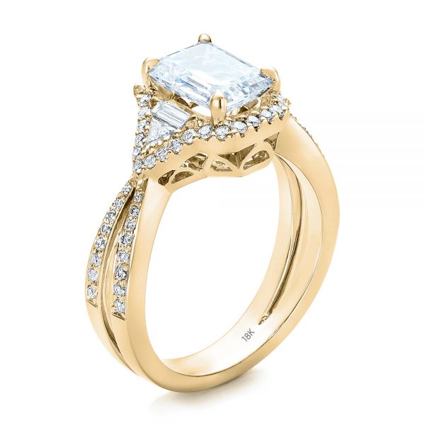 18k Yellow Gold 18k Yellow Gold Five Stone Diamond Engagement Ring - Three-Quarter View -  199