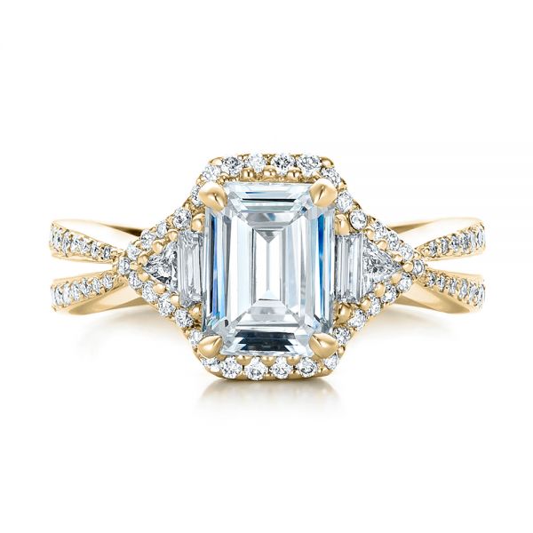 14k Yellow Gold 14k Yellow Gold Five Stone Diamond Engagement Ring - Top View - 199