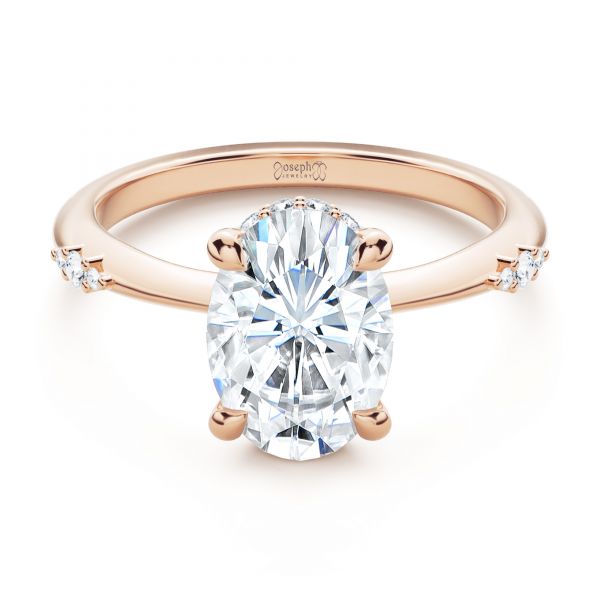 14k Rose Gold 14k Rose Gold Floating Halo Engagement Ring - Flat View - 107379