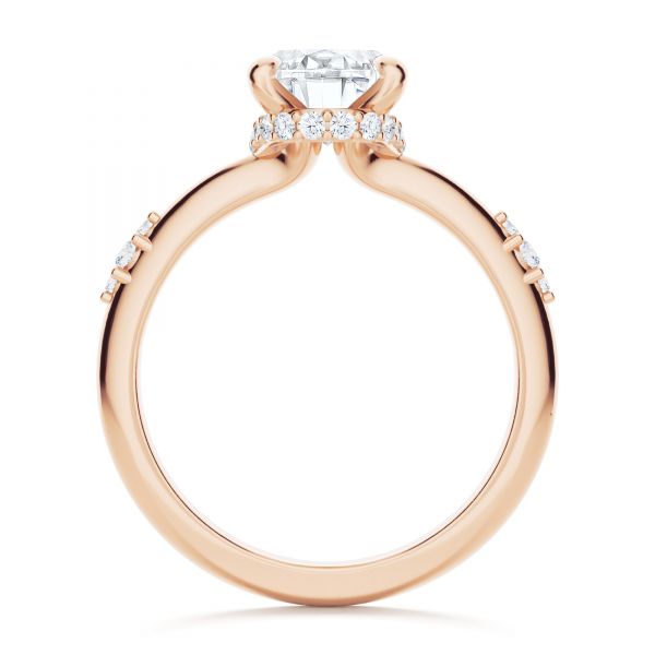 14k Rose Gold 14k Rose Gold Floating Halo Engagement Ring - Front View - 107379