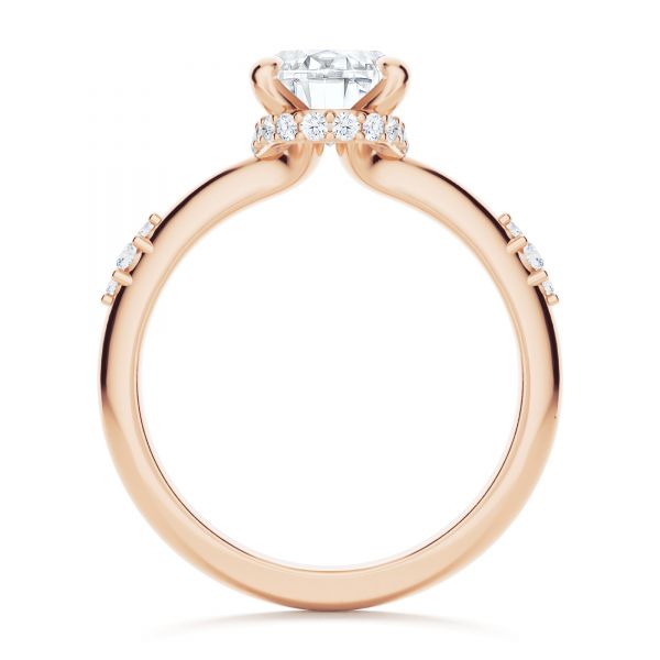 14k Rose Gold 14k Rose Gold Floating Halo Engagement Ring - Front View -  107379