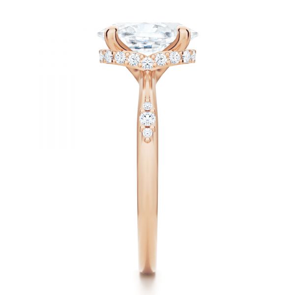 14k Rose Gold 14k Rose Gold Floating Halo Engagement Ring - Side View - 107379