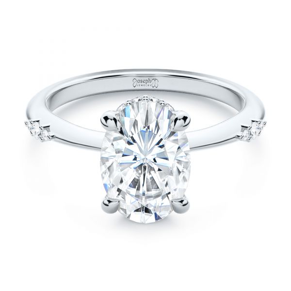 Platinum Platinum Floating Halo Engagement Ring - Flat View - 107379