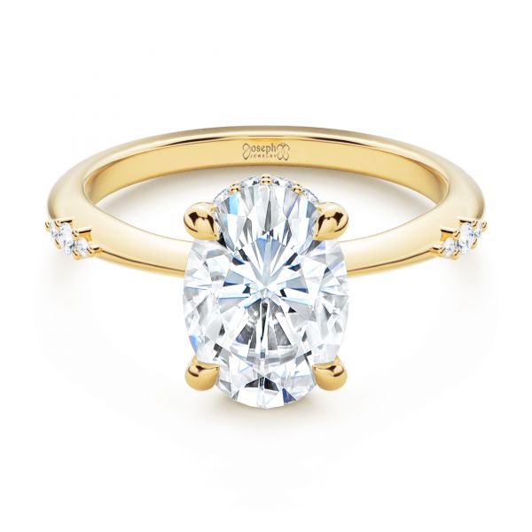 18k Yellow Gold 18k Yellow Gold Floating Halo Engagement Ring - Flat View -  107379