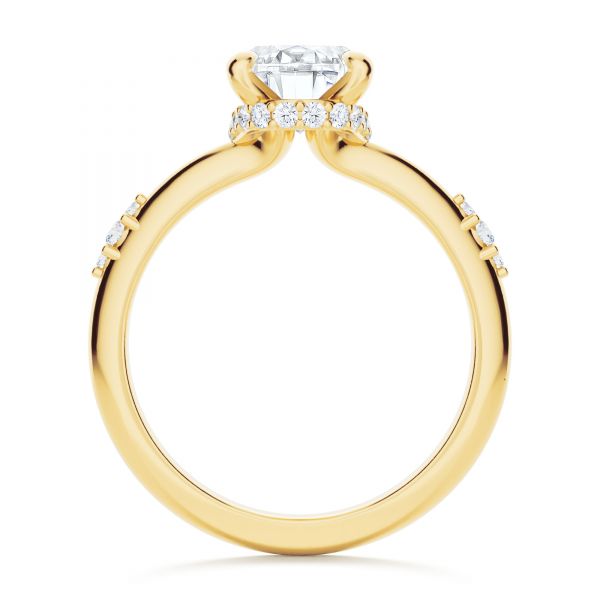 14k Yellow Gold Floating Halo Engagement Ring - Front View -  107379