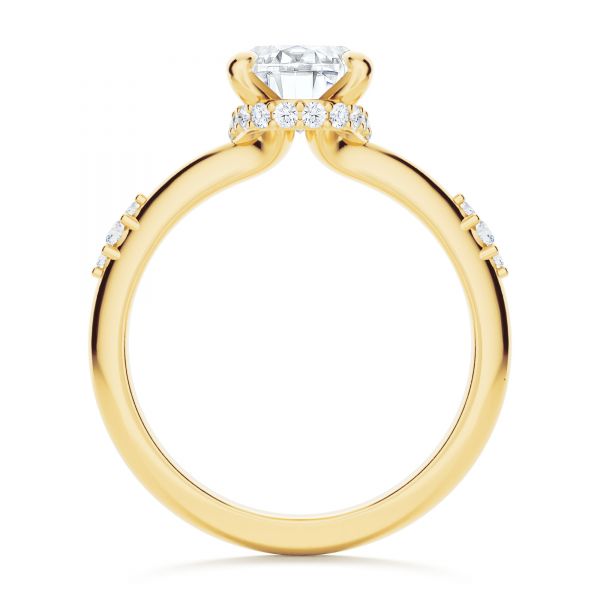 14k Yellow Gold Floating Halo Engagement Ring - Front View - 107379