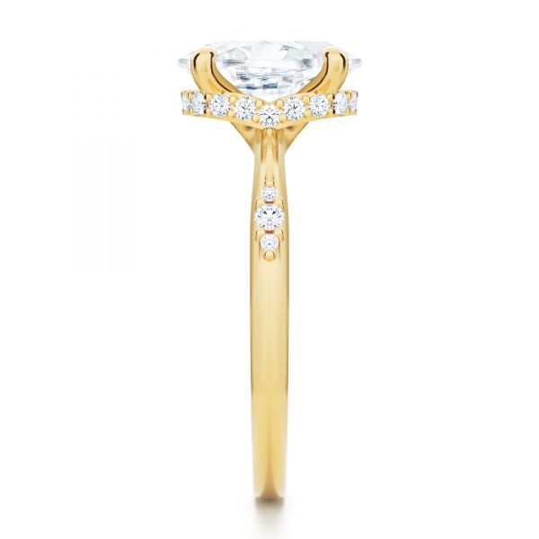 14k Yellow Gold Floating Halo Engagement Ring - Side View -  107379