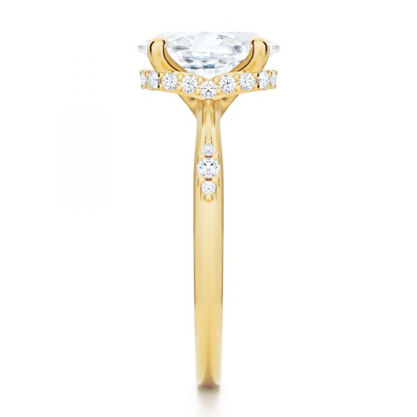 14k Yellow Gold Floating Halo Engagement Ring - Side View - 107379