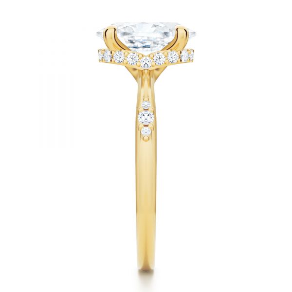 18k Yellow Gold 18k Yellow Gold Floating Halo Engagement Ring - Side View -  107379