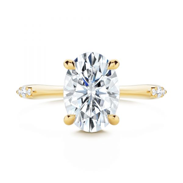 14k Yellow Gold Floating Halo Engagement Ring - Top View - 107379