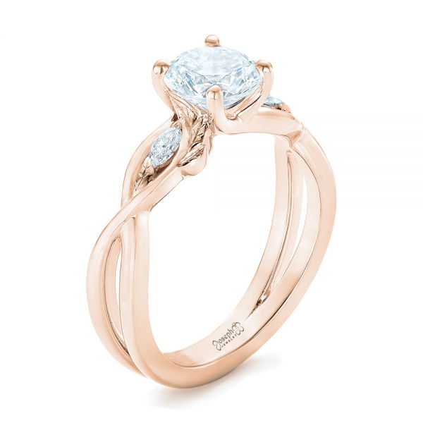 14k Rose Gold 14k Rose Gold Floral Diamond Engagement Ring - Three-Quarter View - 102241