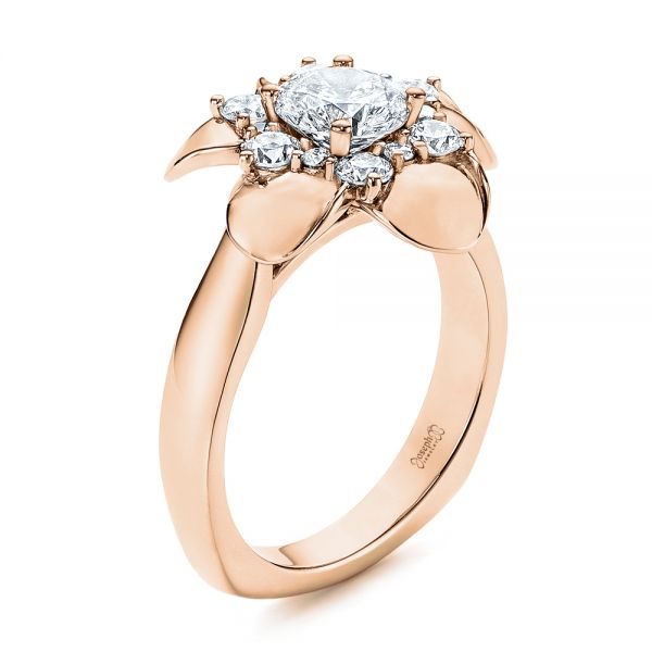 14k Rose Gold 14k Rose Gold Floral Diamond Engagement Ring - Three-Quarter View -  106167