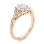 18k Rose Gold 18k Rose Gold Floral Diamond Engagement Ring - Three-Quarter View -  106639 - Thumbnail