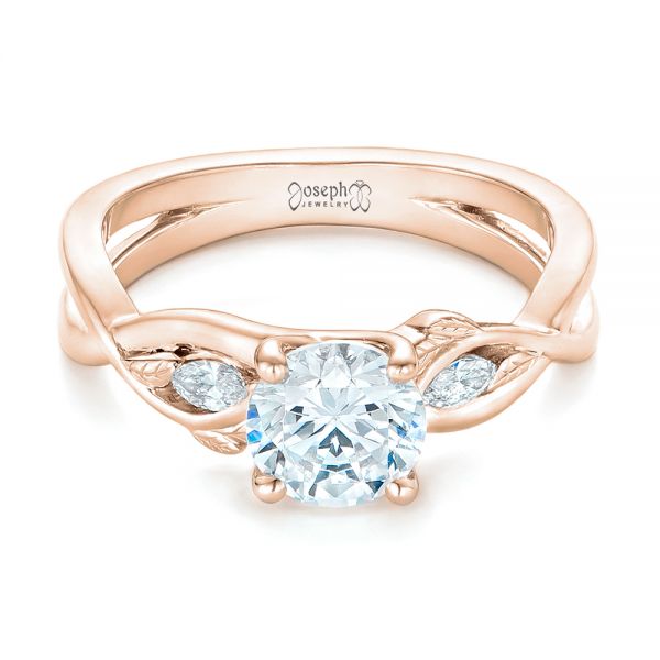 14k Rose Gold 14k Rose Gold Floral Diamond Engagement Ring - Flat View - 102241
