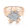 14k Rose Gold 14k Rose Gold Floral Diamond Engagement Ring - Flat View -  106167 - Thumbnail