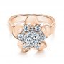 18k Rose Gold 18k Rose Gold Floral Diamond Engagement Ring - Flat View -  106167 - Thumbnail