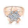 18k Rose Gold 18k Rose Gold Floral Diamond Engagement Ring - Flat View -  106167 - Thumbnail