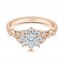 18k Rose Gold 18k Rose Gold Floral Diamond Engagement Ring - Flat View -  106639 - Thumbnail
