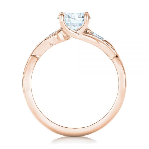 18k Rose Gold 18k Rose Gold Floral Diamond Engagement Ring - Front View -  102241
