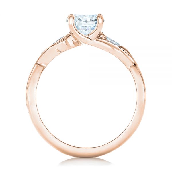 14k Rose Gold 14k Rose Gold Floral Diamond Engagement Ring - Front View - 102241