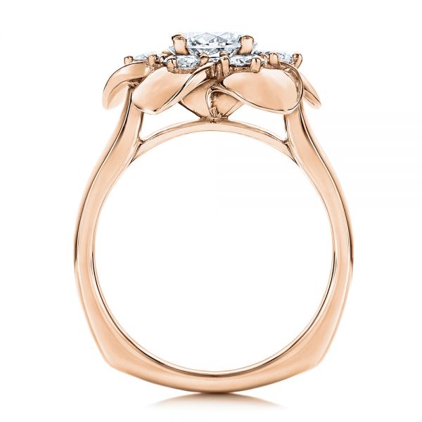 14k Rose Gold 14k Rose Gold Floral Diamond Engagement Ring - Front View -  106167