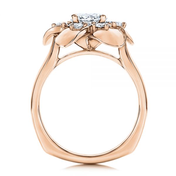 18k Rose Gold 18k Rose Gold Floral Diamond Engagement Ring - Front View -  106167