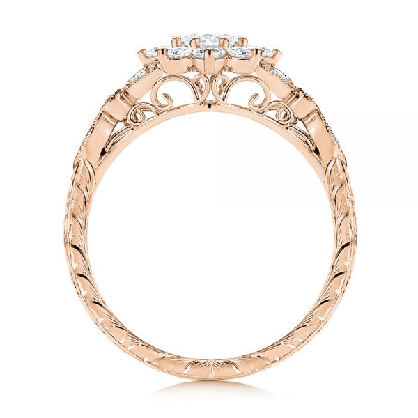 18k Rose Gold 18k Rose Gold Floral Diamond Engagement Ring - Front View -  106639