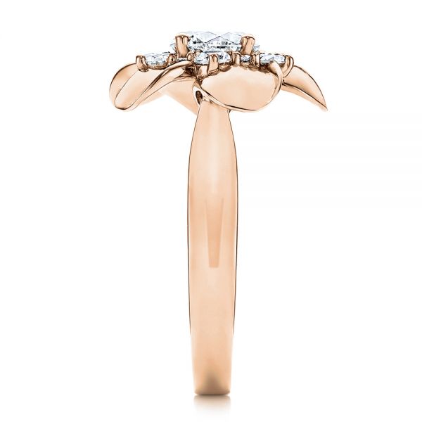 18k Rose Gold 18k Rose Gold Floral Diamond Engagement Ring - Side View -  106167