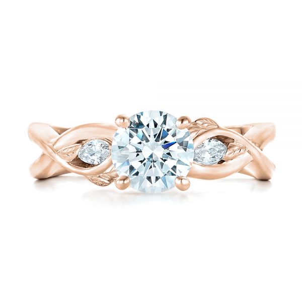14k Rose Gold 14k Rose Gold Floral Diamond Engagement Ring - Top View - 102241