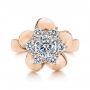 14k Rose Gold 14k Rose Gold Floral Diamond Engagement Ring - Top View -  106167 - Thumbnail