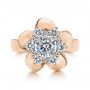 18k Rose Gold 18k Rose Gold Floral Diamond Engagement Ring - Top View -  106167 - Thumbnail