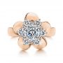 18k Rose Gold 18k Rose Gold Floral Diamond Engagement Ring - Top View -  106167 - Thumbnail