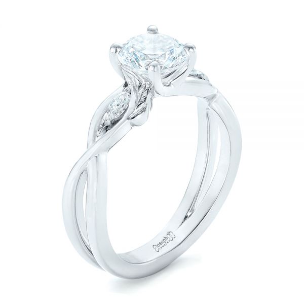  Platinum Platinum Floral Diamond Engagement Ring - Three-Quarter View -  102241