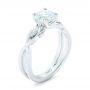 14k White Gold Floral Diamond Engagement Ring - Three-Quarter View -  102241 - Thumbnail