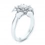 14k White Gold Floral Diamond Engagement Ring - Three-Quarter View -  106167 - Thumbnail