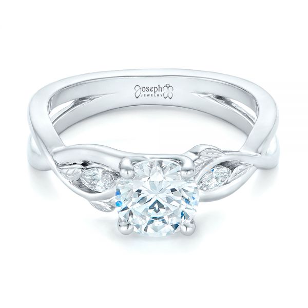 18k White Gold 18k White Gold Floral Diamond Engagement Ring - Flat View -  102241