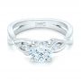 18k White Gold 18k White Gold Floral Diamond Engagement Ring - Flat View -  102241 - Thumbnail
