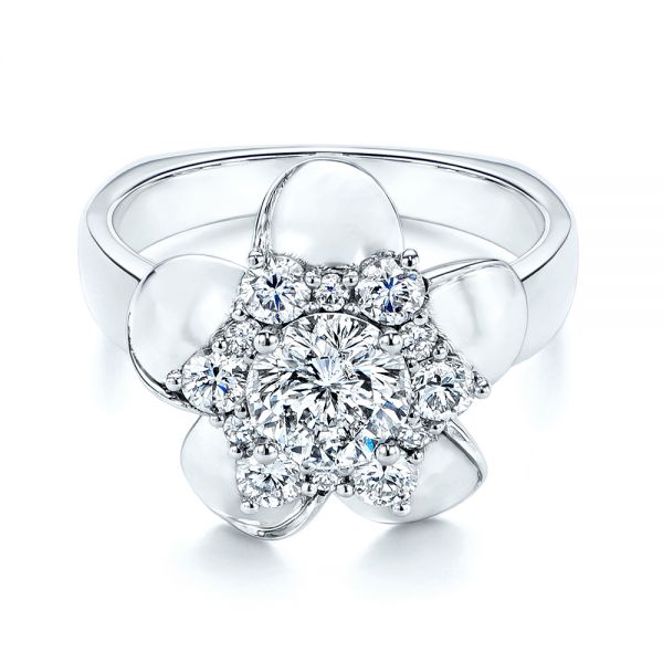  Platinum Platinum Floral Diamond Engagement Ring - Flat View -  106167