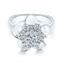14k White Gold Floral Diamond Engagement Ring - Flat View -  106167 - Thumbnail