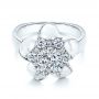 14k White Gold Floral Diamond Engagement Ring - Flat View -  106167 - Thumbnail