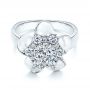 18k White Gold 18k White Gold Floral Diamond Engagement Ring - Flat View -  106167 - Thumbnail