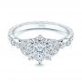 18k White Gold 18k White Gold Floral Diamond Engagement Ring - Flat View -  106639 - Thumbnail