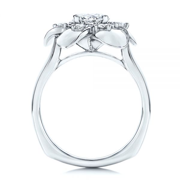 18k White Gold 18k White Gold Floral Diamond Engagement Ring - Front View -  106167