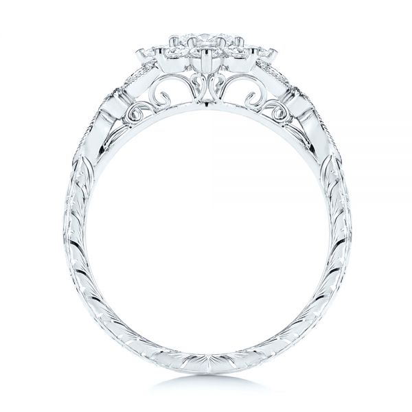 14k White Gold 14k White Gold Floral Diamond Engagement Ring - Front View -  106639