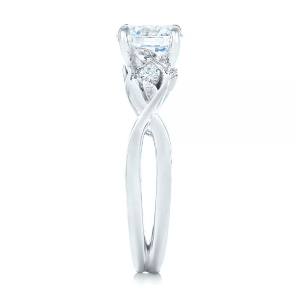 14k White Gold Floral Diamond Engagement Ring - Side View -  102241