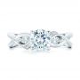 14k White Gold Floral Diamond Engagement Ring - Top View -  102241 - Thumbnail