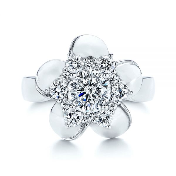  Platinum Platinum Floral Diamond Engagement Ring - Top View -  106167